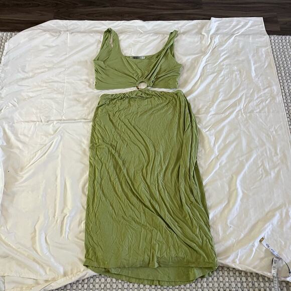 GIA IRL Green Cutout Maxi Dress Plus Size 1X Vacation Resortwear Cruise - Picture 2 of 11